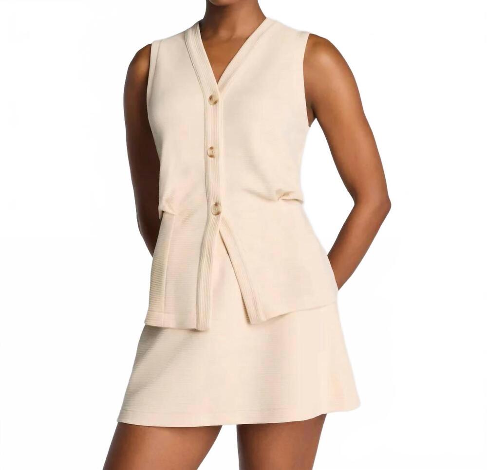 NEW SPANX french rib button-down vest in toasted coconut